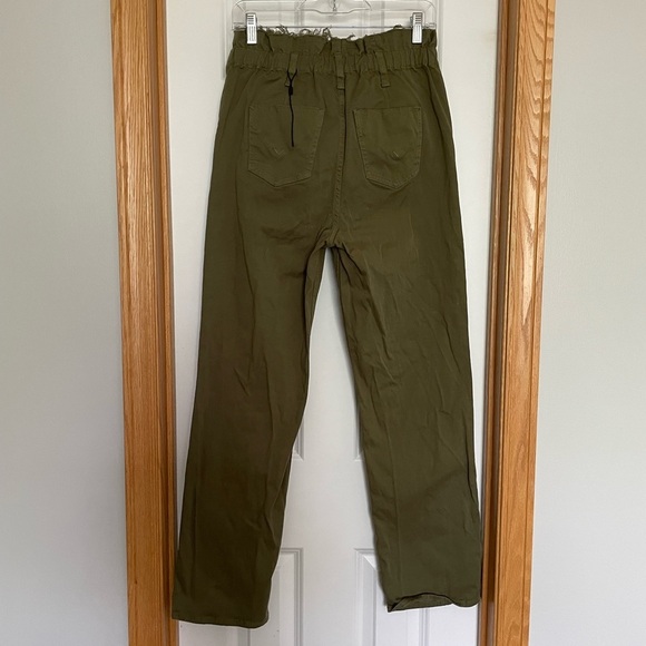 Hudson Remi High Rise Paper Bag Straight Jeans Size 27 Olive Green - Picture 11 of 12